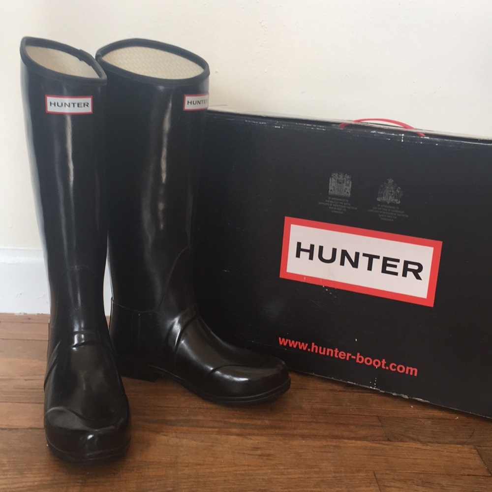 Hunter Regent Black tall rain boots